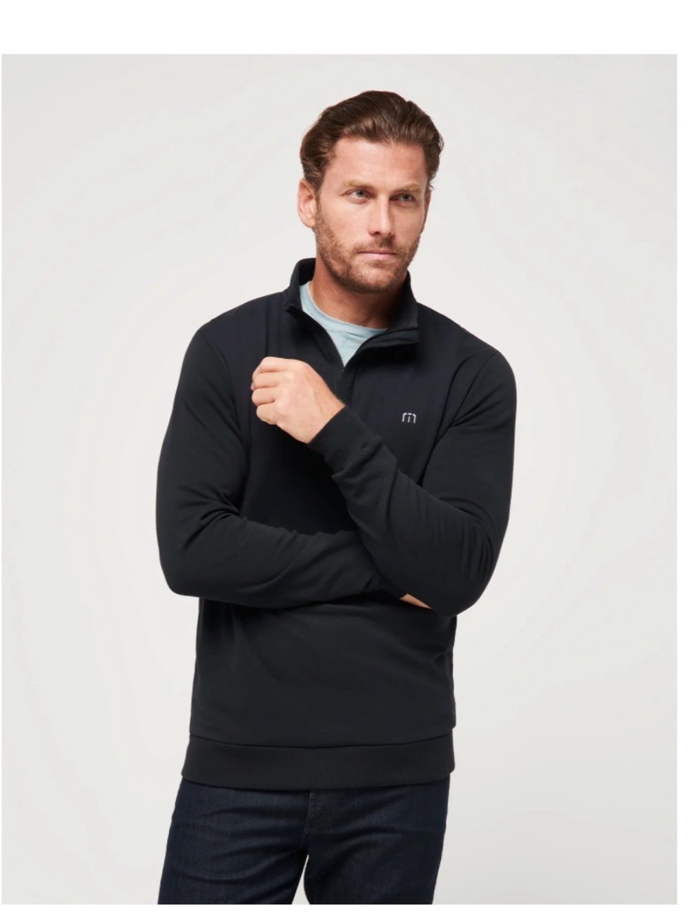 Travis Mathew Golf Men's Cloud Quarter-Zip 2.0 Pullover Sweater - Black